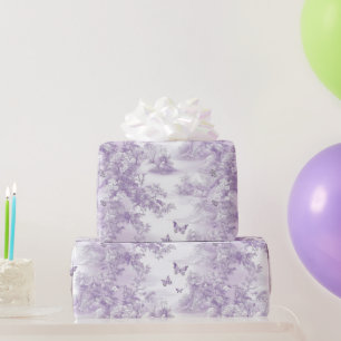 Purple Butterflies On Purple Background Wedding  Wrapping Paper