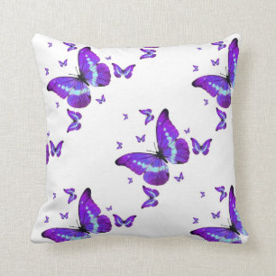 PURPLE BUTTERFLIES ON WHITE ART CUSHION
