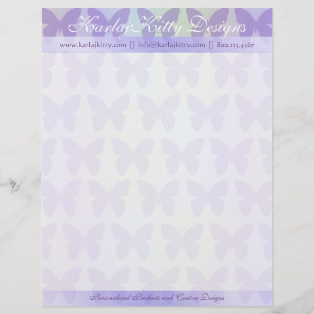 Purple Butterflies Personalised Letterhead (Front)