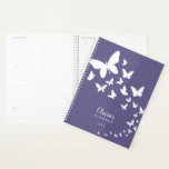 Purple Butterflies Personalised Planner<br><div class="desc">White butterflies on purple background.</div>