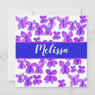 Purple Butterflies Personalised Watercolor Thank You Card