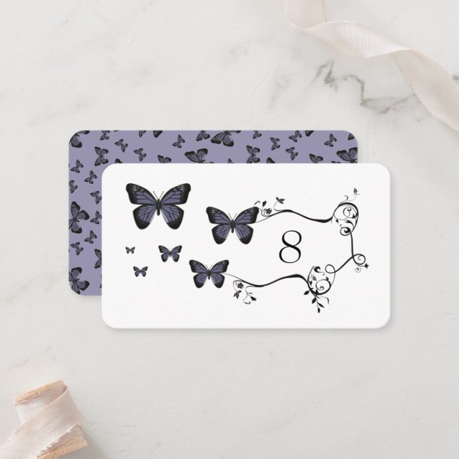 Purple Butterflies Place Card (Front/Back In Situ)