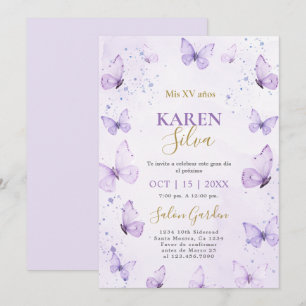 Purple Butterflies Quinceañera Invitation