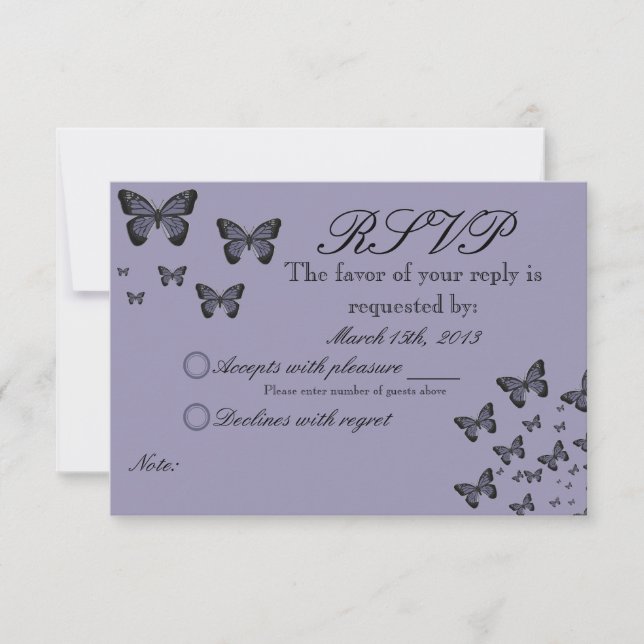 Purple Butterflies RSVP (Front)