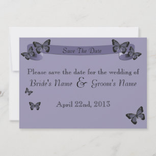 Purple Butterflies Save the Date Invitation