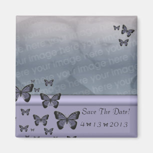 Purple Butterflies Save The Date Magnet