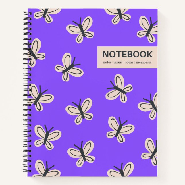 Purple butterflies spiral bound notebook (Front)