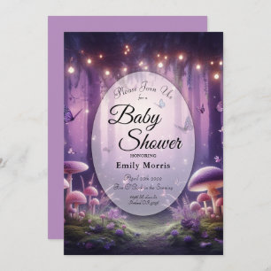 Purple Butterflies Starlit Skies Baby Shower Invitation