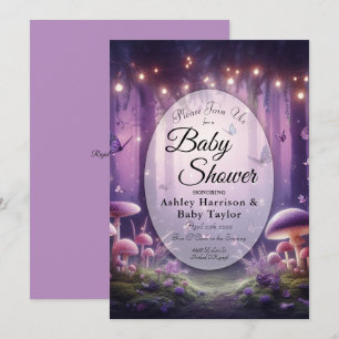 Purple Butterflies Starlit Skies Baby Shower Invitation