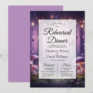  Purple Butterflies Starlit Skies Rehearsal Dinner Invitation