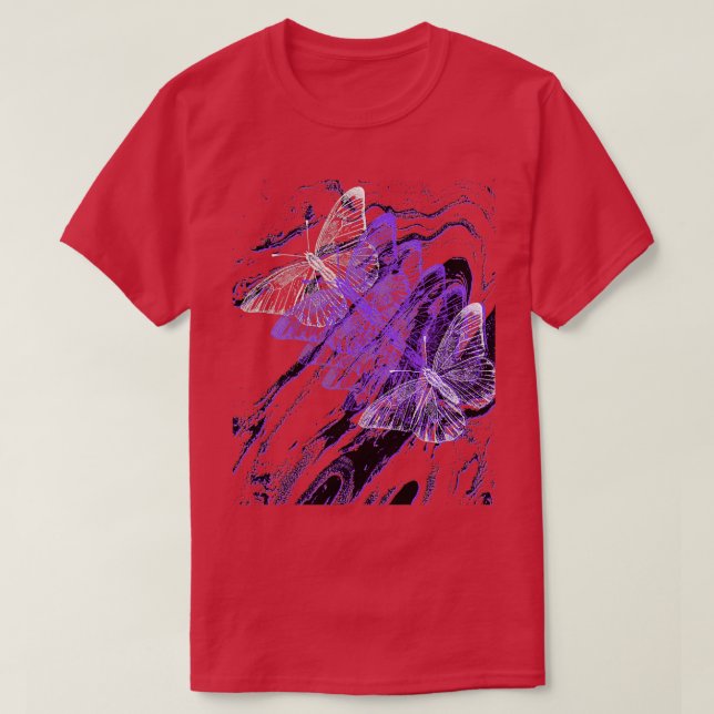 Purple Butterflies Swirl Pattern T-Shirt (Design Front)