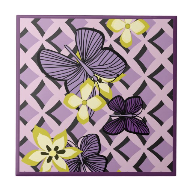 Purple Butterflies Tile (Front)