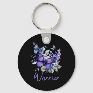 Purple Butterflies Warrior Prevention Awareness Key Ring