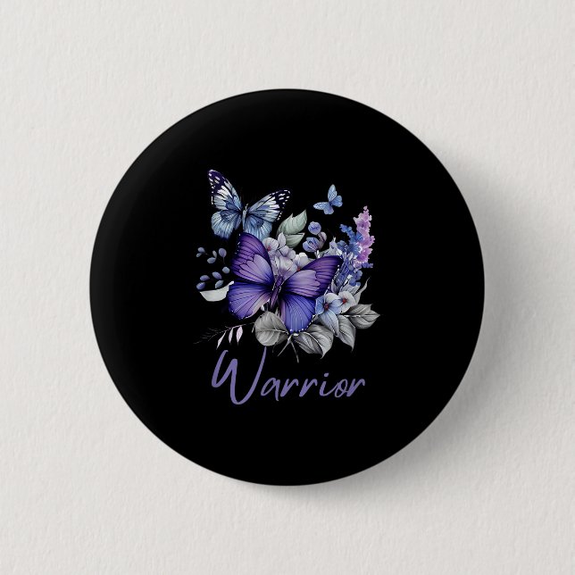 Purple Butterflies Warrior Suicide Prevention Awar 6 Cm Round Badge (Front)