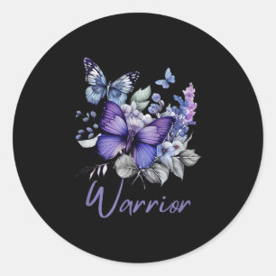 Purple Butterflies Warrior Suicide Prevention Awar Classic Round Sticker
