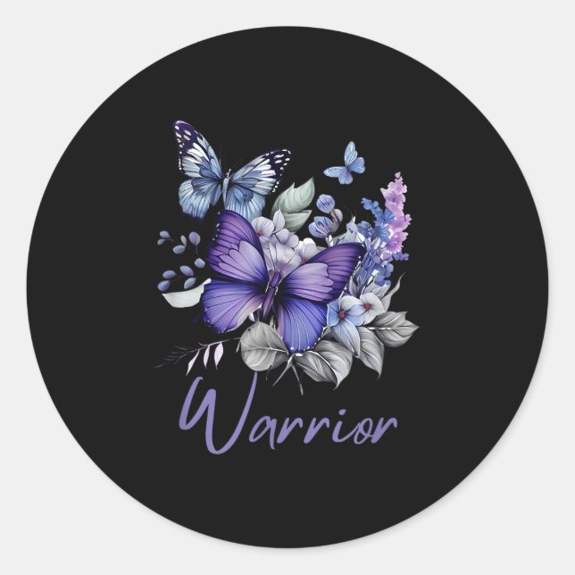 Purple Butterflies Warrior Suicide Prevention Awar Classic Round Sticker (Front)