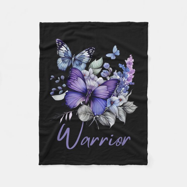 Purple Butterflies Warrior Suicide Prevention Awar Fleece Blanket (Front)
