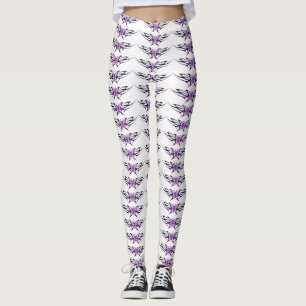 purple butterflies white leggings