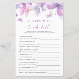 Purple Butterflies Who Knows The Bride Best Game