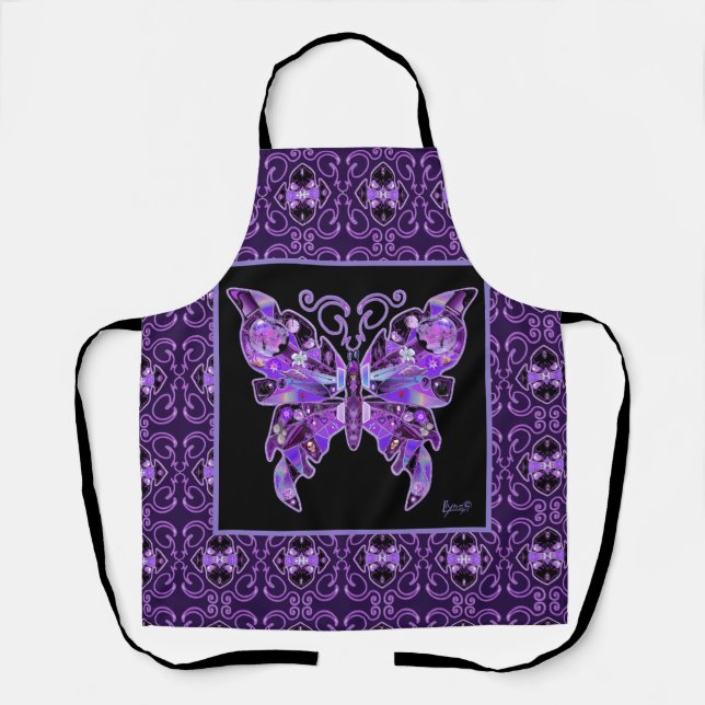 Purple Butterfly 31 Apron (Front)