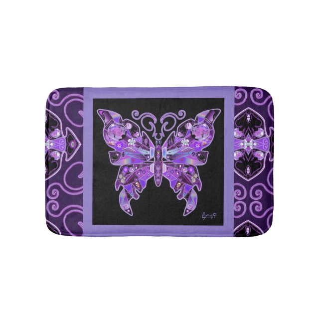 Purple Butterfly 31 Bath Mat (Front)