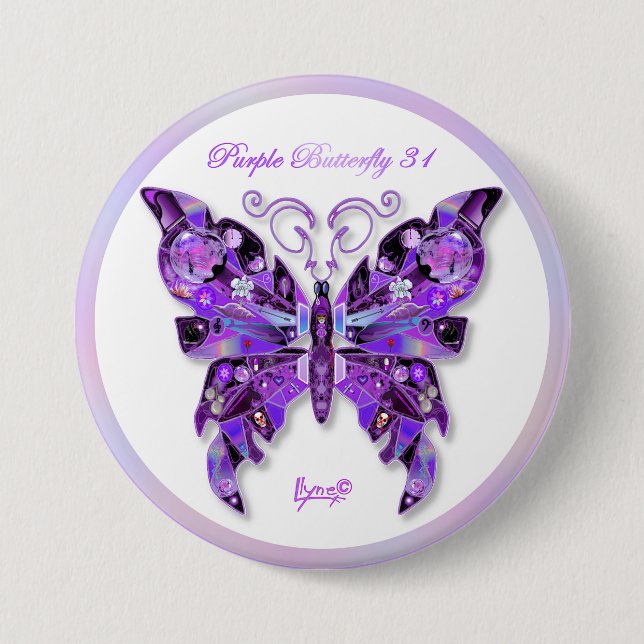 Purple Butterfly 31 Button (Front)