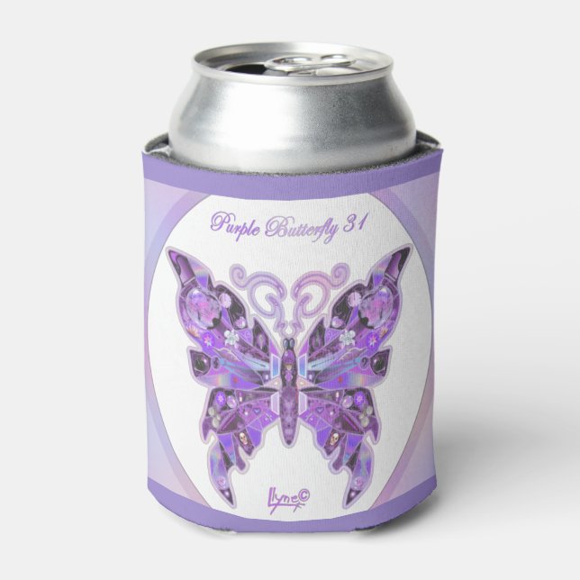 Purple Butterfly 31 Can Cooler (Can Front)