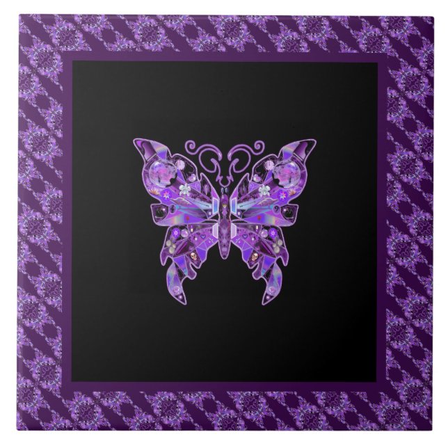 Purple Butterfly 31 Ceramic Tile (Front)