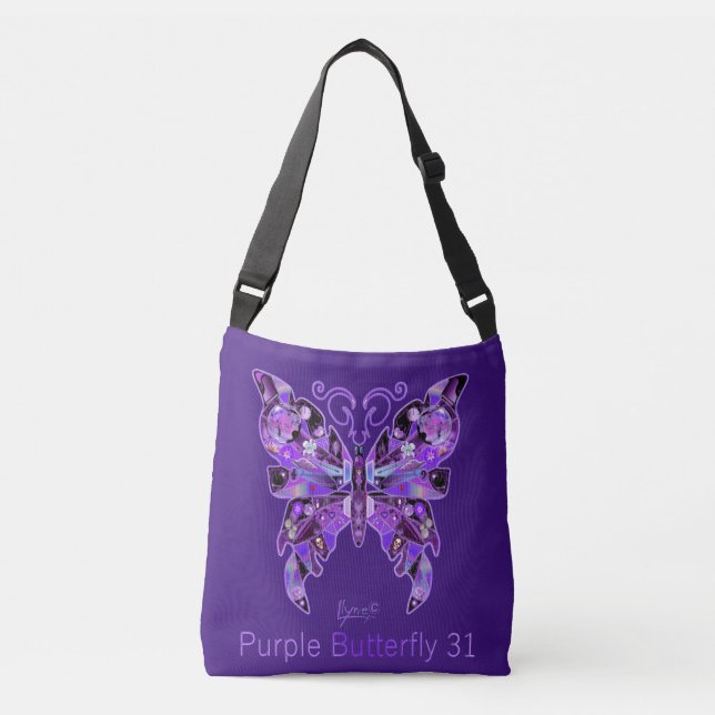 Purple Butterfly 31 Crossbody Bag (Front)