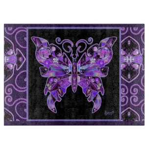 Purple Butterfly 31 Cutting Board