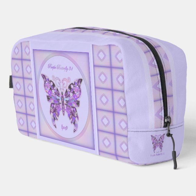 Purple Butterfly 31  Dopp Kit (Right Corner)