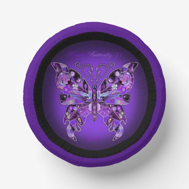 Purple Butterfly 31  Paper Plate (Front)