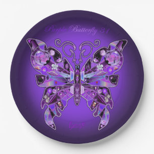 Purple Butterfly 31 Paper Plates