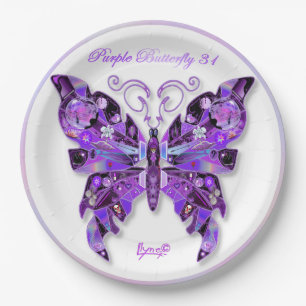 Purple Butterfly 31 Paper Plates
