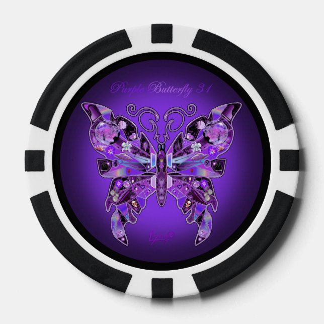 Purple butterfly 31 poker chips (Front)