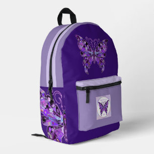 Purple Butterfly 31 Printed Backpack
