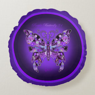 Purple Butterfly 31 Round Pillow