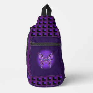 purple butterfly 31 sling bag