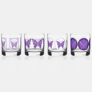 Purple Butterfly 31 Whiskey Glass
