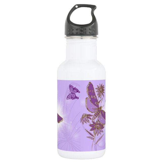 Purple Butterfly 532 Ml Water Bottle (Front)