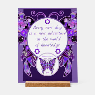 purple butterfly acrylic sign