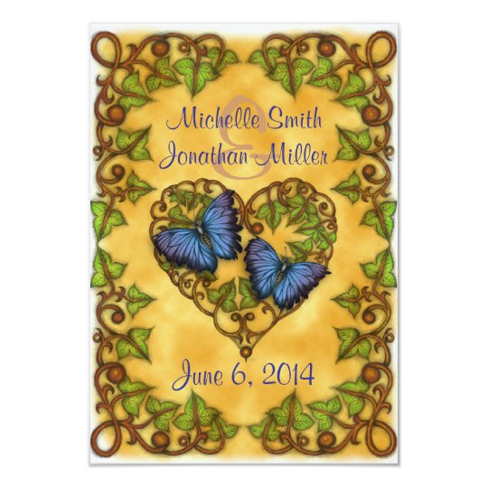Purple Butterfly and Ivy Heart RSVP Card