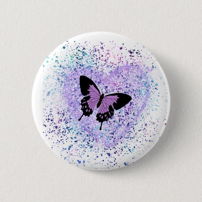 Purple Butterfly and Paint Button (Front)