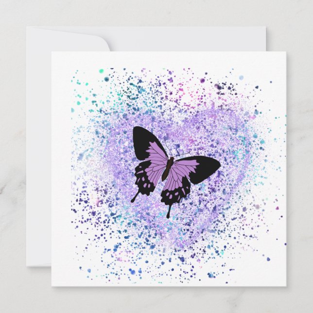 Purple Butterfly and Paint Card (Front)