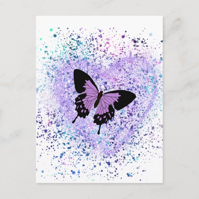 Purple Butterfly and Paint Card (Front)