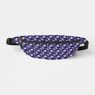 Purple Butterfly and Pink Floral Pattern Bum Bags