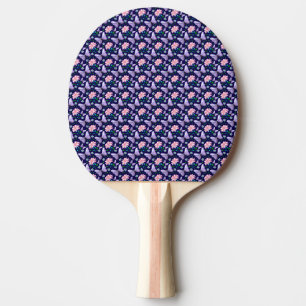 Purple Butterfly and Pink Floral Pattern Ping Pong Paddle