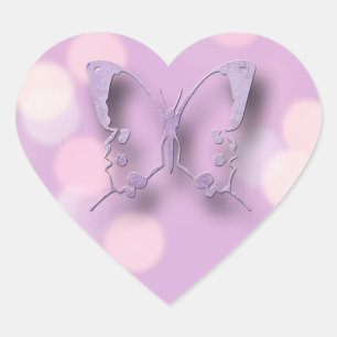 Purple Butterfly and Rainbow Heart Sticker