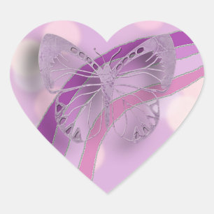 Purple Butterfly and Rainbow Heart Sticker