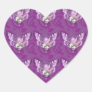 Purple Butterfly Angel Heart Sticker